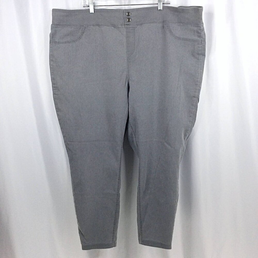 Terra & Sky Pull On Skinny Ankle Jeans Women's Plus Size 3X 24W-26W Gray Stretch